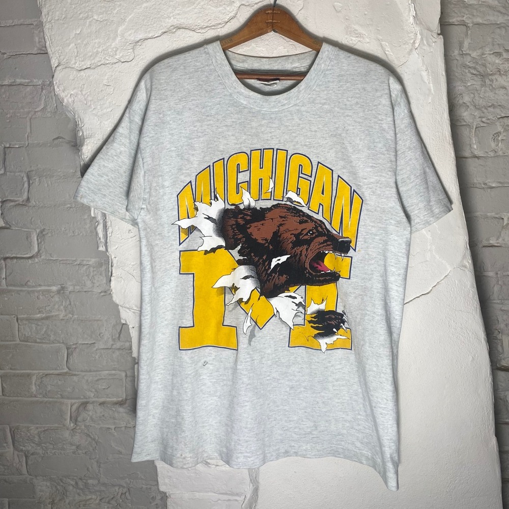 Vintage Michigan Wolverines Breakthrough Nutmeg T-Shirt Mens Large 90s USA Made